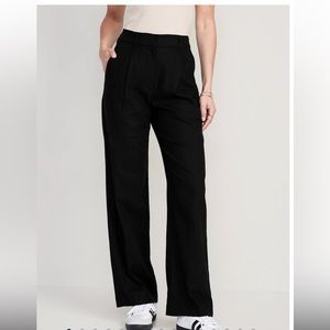 COPY - Extra High-Waisted Pleated Taylor Wide-Leg Linen-Blend Trouser Pants for…